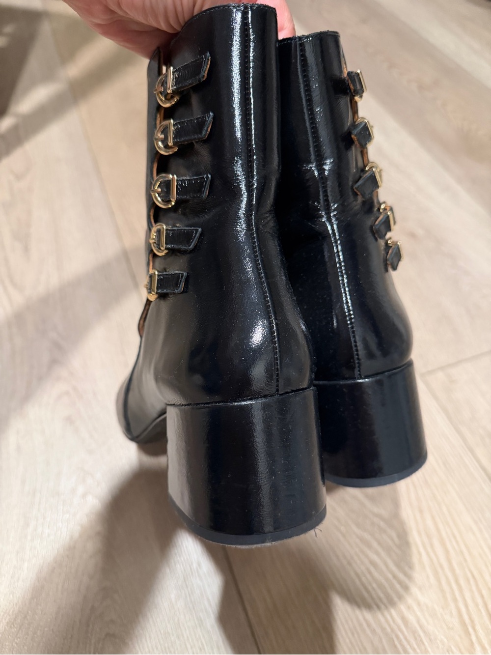 Sezane Leonie Mid Boots Patent Black - Size 8 EUC - Picture 3 of 7